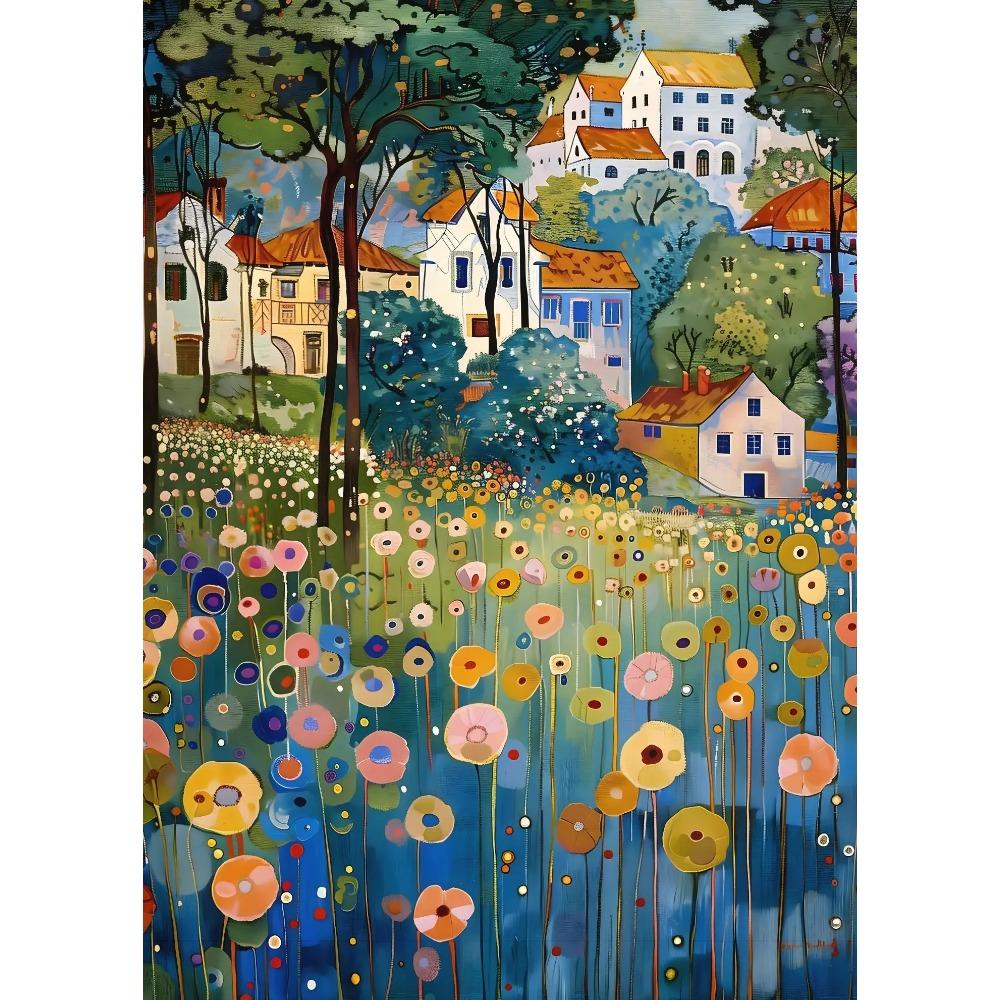 Floral Garden Village Night Tree Gustav Klimt Exhibition Poster Canvas Painting Print Wall for Living Room Home Decor Cuadros