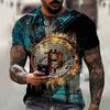 Men T-shirtSpring and Summer New Short-sleeved Bitcoin 3D Printed T-shirt Casual T-ShirtStreet Trend Oversized T-Shirt