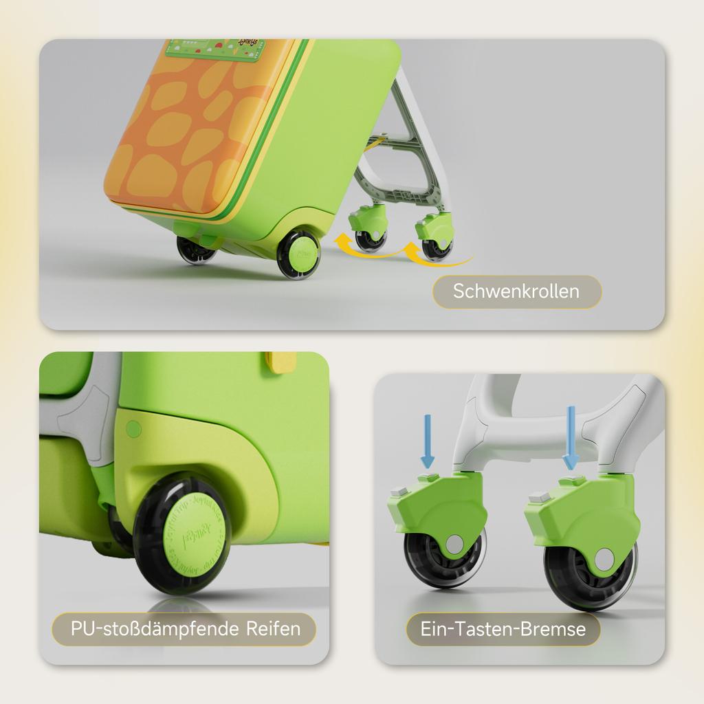 Maleta Montable Jovikids para Niños, 3 en 1 Carrito de 32L con Asa Telescópica y 4 Ruedas, Plegable y Desmontable, Múltiples Compartimentos (Verde)