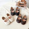 New Girls Princess Shoes Baby Fashion Bow Little Student Party Dance Shoe Kids Low-Heeled Leather Shoes Black Beige Brown I11077