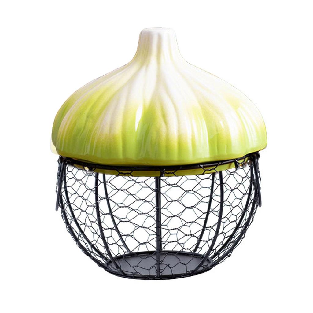 Kitchen Supplies Ceramic Holder Fruit Basket for Garlic Ginger Egg Storage Basket Farmhouse Decor