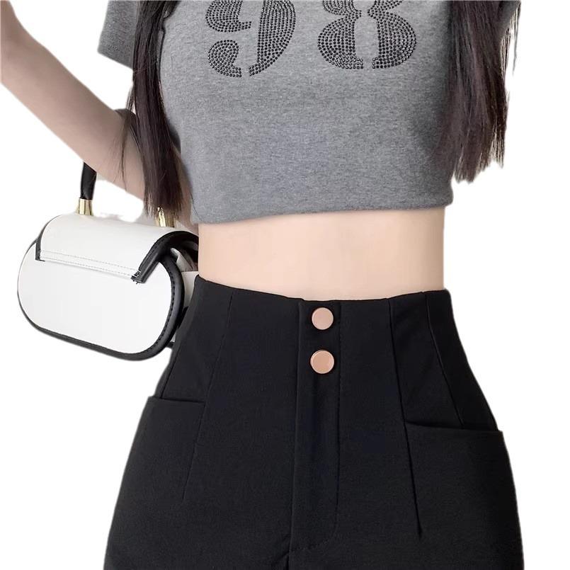 2024 Women's High-Waisted Black A-Line Shorts – Spicy Style Summer Casual Slimming Fashion.