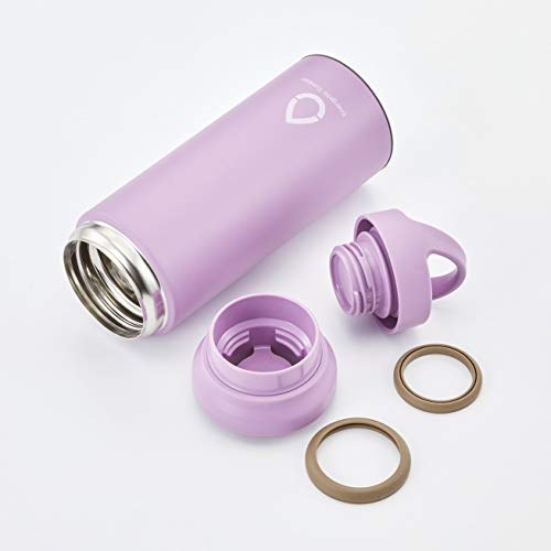 Tiger Vacuum Sahara Stainless Steel Water Bottle, 600ml, with Slanted Handle, Lightweight, Direct Drinking, Pink, MCZ-A060P