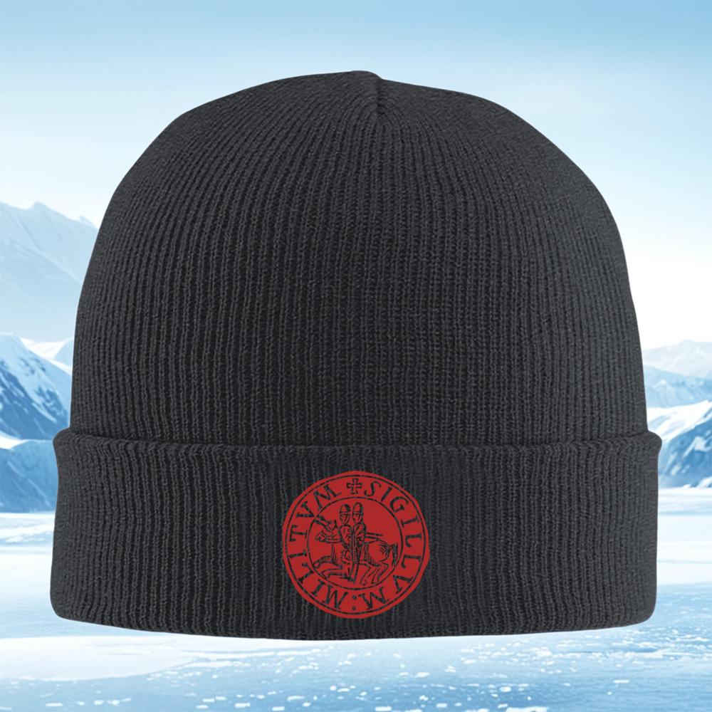 Knights on horse,with cross sigil Men Women Unisex Knitted Hat Beanie Pullover Cap Winter Thermal Warm Christmas Outdoor Cycling