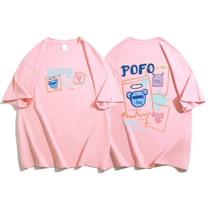 American Retro Plus Size Women's Loose Cotton T-Shirt - Short Sleeve, Petite Fit, Summer Style