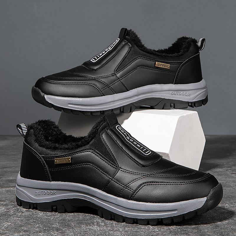 Winter New Shoes for Men Boots Outdoor Warm Plush Leather Casual Shoes Lightweight Ankle Boots Big Size