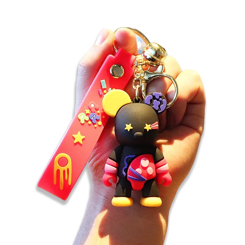 

AOOMO Space Bear Bag Charm, Cute Rabbit Silicone Fashion Key Ring with Carabiner, Ink Green (Black)