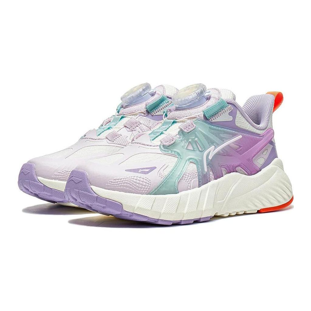 Li Ning Kids Flash Shadow V6 Comfortable Shock Absorbing Durable Low Top Running Shoes Kids Running Shoes Purple White YKNT112-4