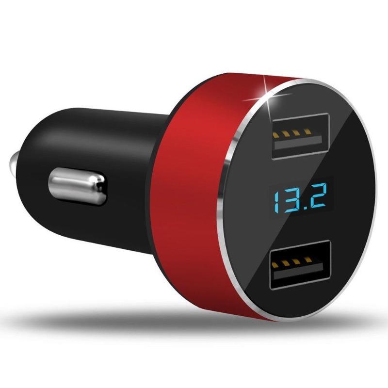 120W Dual USB Car Charger with LED Display Without Charging Cable DC12V-24V Digital Display One To Two Car Charger 3100A 33*59mm