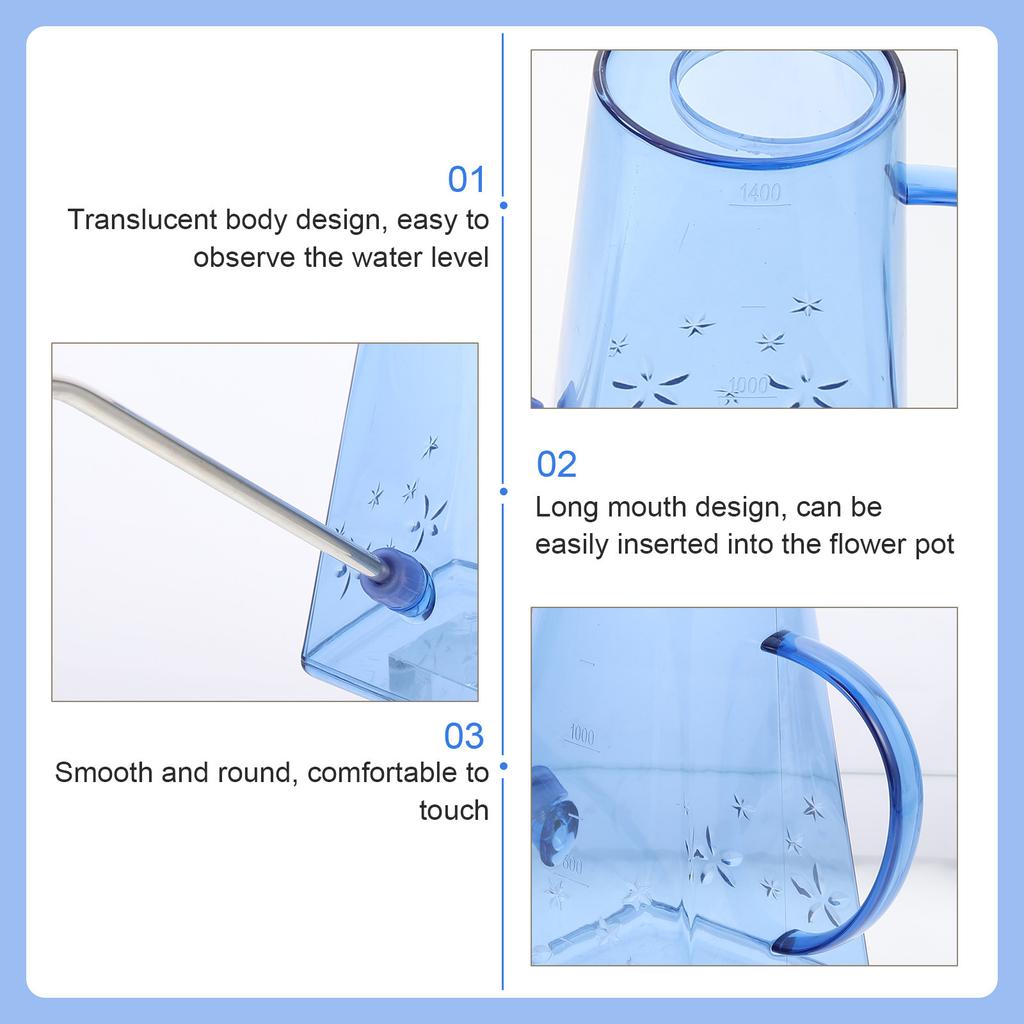 Stainless Steel Long Spout Watering Can Plastic Transparent Small Watering Pot for Houseplants Indoor Outdoor Garden Tool