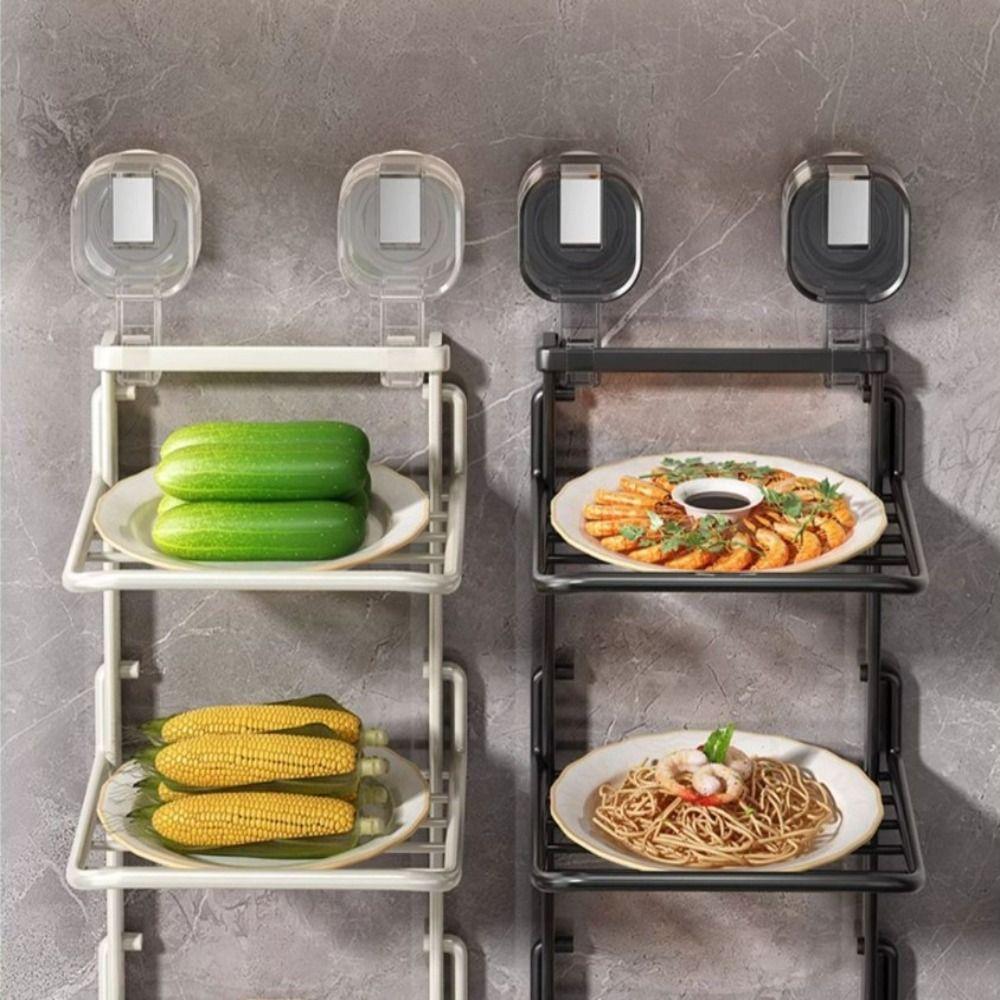 מדף כוס יניקה רב שכבתי ירקות דביק מדף אחסון מדף ארגונית למטבח