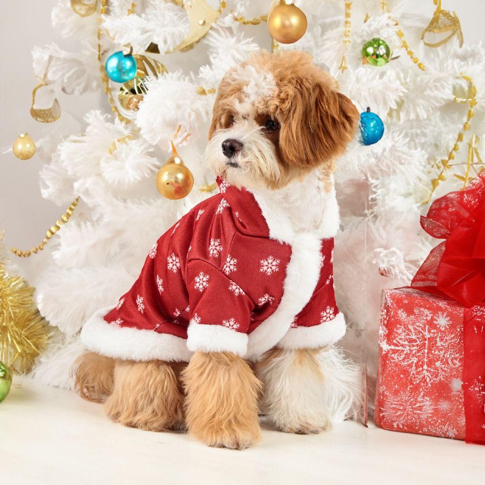 Soft Christmas Dog Clothes Thickened Dog Plush Jumpsuit Dog Hooded Fleece Coat  Winter