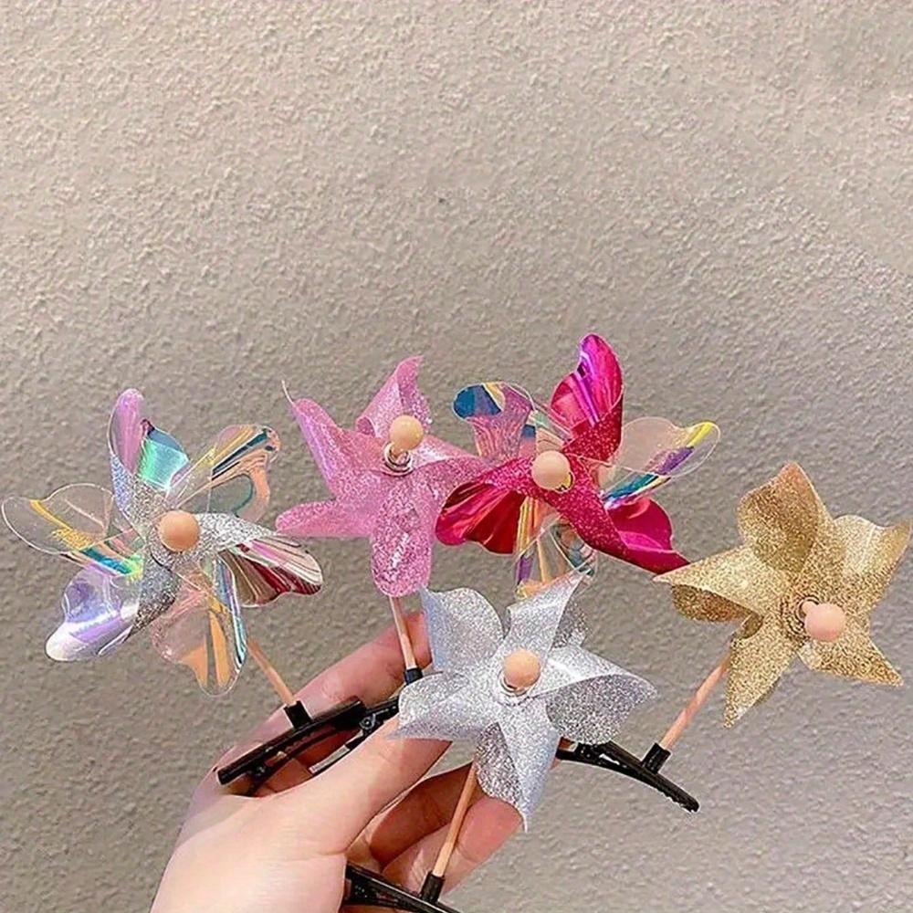 Colorful Windmill Hair Clips - Fun and Cute Headwear Accessories, Perfect for Parties and Gift Styles Random (Random Colors)