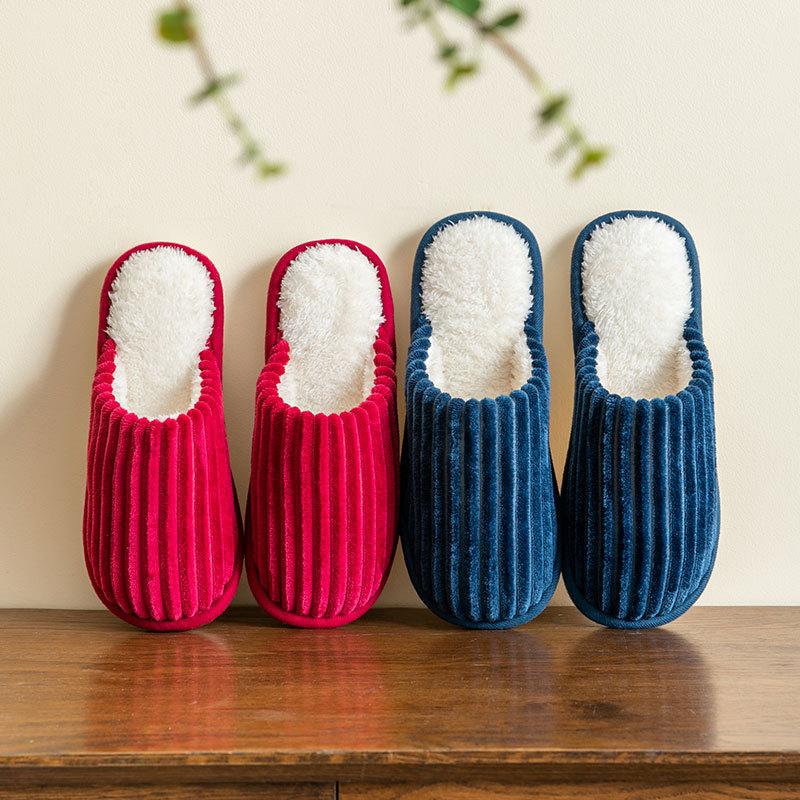 Cotton Slippers Women Spring and Autumn Home Use Winter Indoor Home Non-slip Warm Couple Winter Plush Men