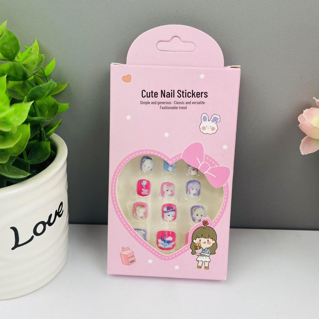 Children's Wearable Custom Nail Stickers - Cute European & American Jelly Glue Fingernail Tips