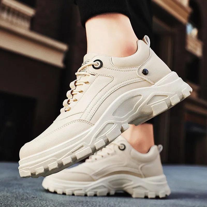 Pánské letní ležérní sportovní boty, prodyšné tenisky v korejské verzi, trendy, kožené boty pro volný čas, ležérní ploché boty