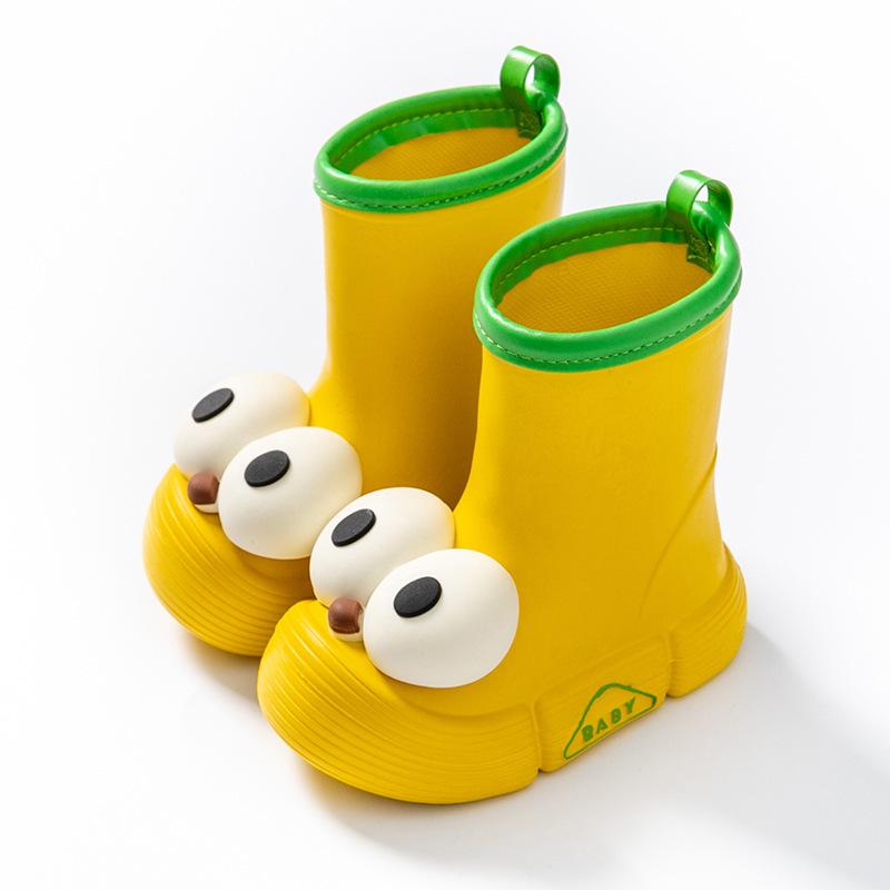 Cute Big Eyes Parent-Child Cartoon Rain Boots for Girls Outdoor Wear Student Kids Water Shoes Non-Slip Waterproof Rainy Day Rubber Shoes