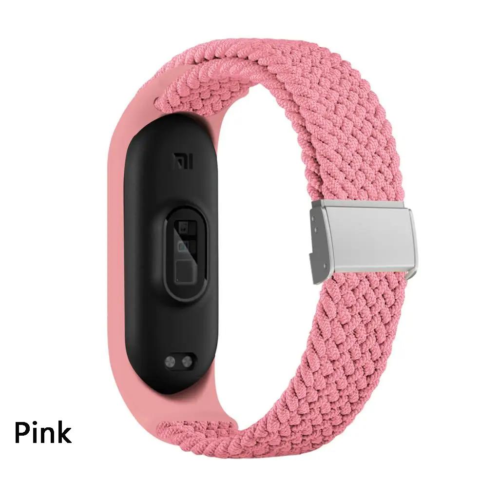 Nylon Braided Strap For Mi Band 7 6 5 Stainless Steel Buckle Elastic Adjustable Bracelet Band for Xiaomi Miband 4 3 5 6