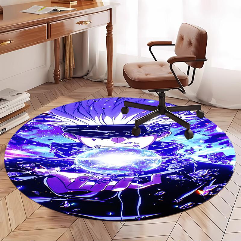 Jujutsu Kaisen Pattern Round Rug, Indoor/Outdoor Mat, for Picnic, Gameroom, Bedroom, Office, Living Room, Home Decor Carpet, Birthday Gift