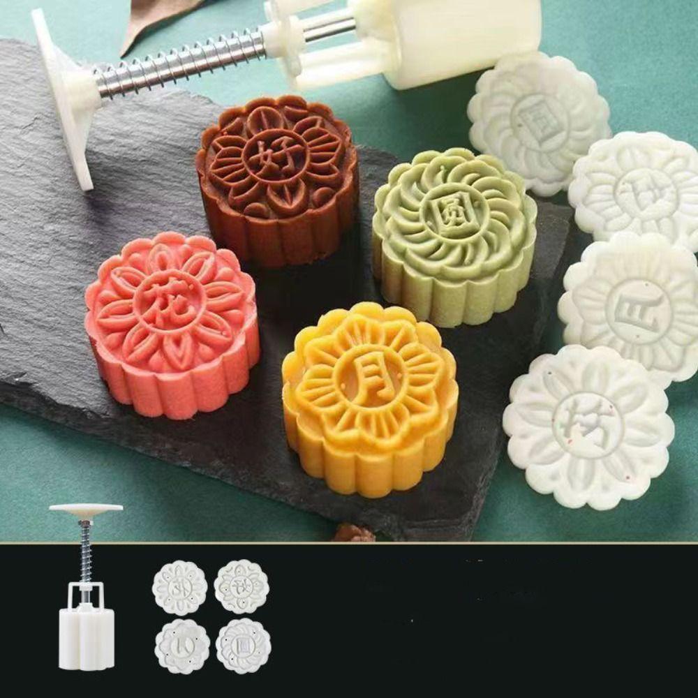 Hand-pressed Mooncake Mold Flower-shaped Pastry Making Tools Mid-Autumn Festival