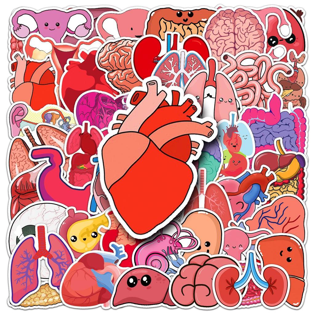 50 Human Organ Graffiti Stickers Cartoon Stickers Decorative Mobile Phone Case Suitcase Stickers