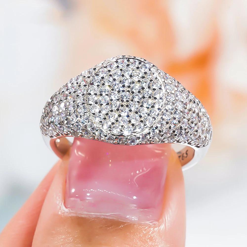 Hip Hop Stil 925 Plattierter Ring für Damen - Voll Zirkonia Diamant, Exquisiter Schmuck | Modisches Jubiläumsgeschenk