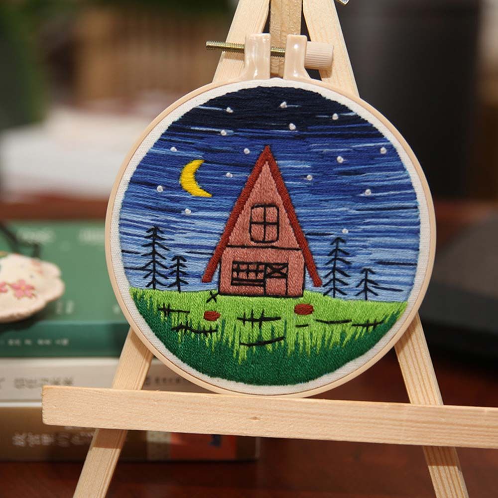 DIY Crafts Needle Thread Ornament Needle Punch Cross Stitch Kit Embroidery Hoop Flower Embroidery