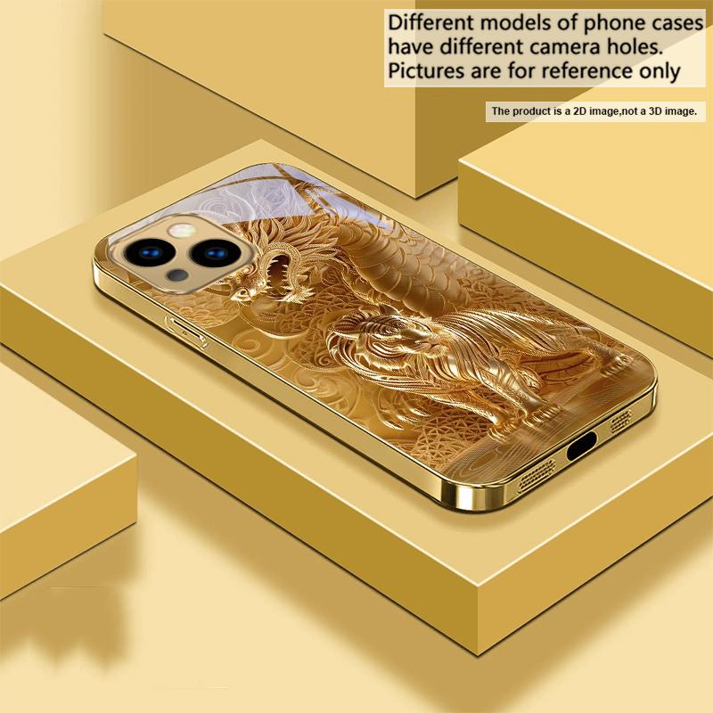 

Fantasy Golden Beast For IPhone 17Pro Max 16 17 Pro 15 Pro 14 13 Plus 12 Mini 11Pro Max XR 16E 17Air Golden glass phone case iPhone 15 Pro Max