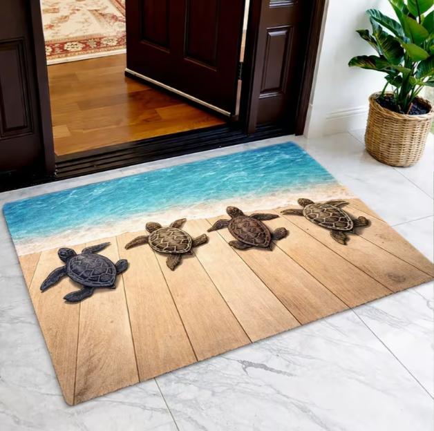 

Tropical Ocean Wind Turtle Pattern Floor Mat Home Absorbent Foot Mat Bedroom Living Room Door Mat 40cm x 60cm