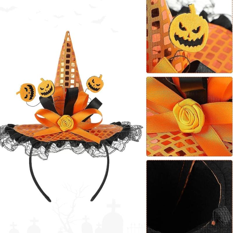 Witch Hat Headband for Adult Cosplay Party Costume Novelty Wizard Cap Hairband Holiday Masked Ball Headgear Accessories