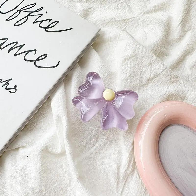 3D Niedlicher transparenter Blumenbogen-Fingerring-Griptok-Telefonhalter für iPhone-Stützbuchse Pocket Grip Tok-Ständerhalterung