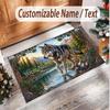 Wolf Theme Soft Crystal Velvet Rug Custom Name & Text Print Non Slip Floor Rug for Bedroom Living Room