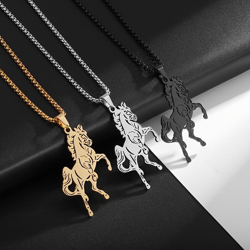 

Stainless Steel Horse Running Animal Pendant Necklace срібло сірий колір