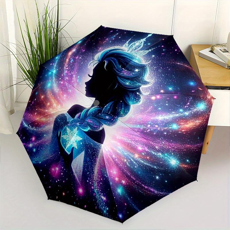

Elsa,Frozen Themed Automatic Opening and Closing Folding Umbrella, Reinforced 8 Ribs, Compact Travel Design, Fashionable Folding Umbrella, V