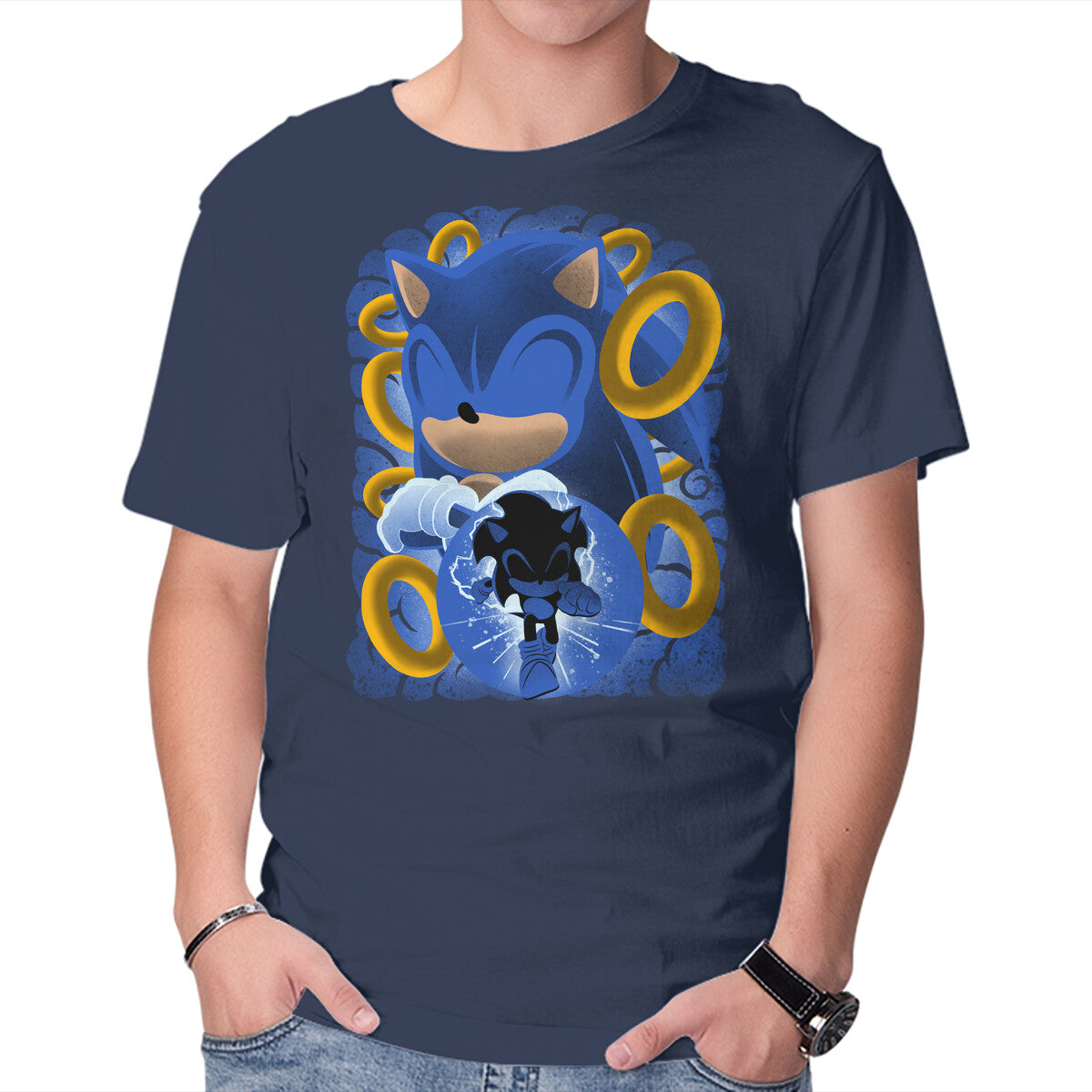 Unisex Crew Neck T-Shirt Classic Blue Hedgehog Graphic Short Sleeve Casual Tee XXL