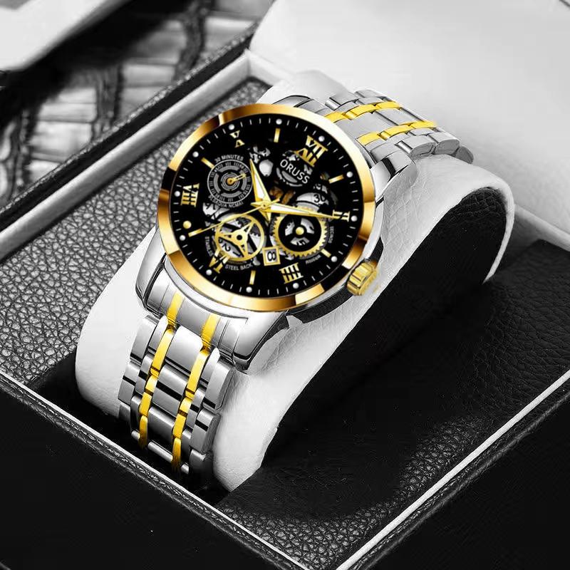 Non-Mechanical Stainless Steel Automatic Movement Men'S Calendar Luminous Waterproof Round Ordinary Glass Mirror Domestic Wrist