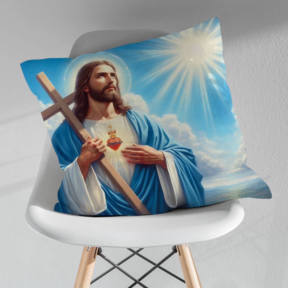 Savior Belief Jesus Pillowcase for Sofa Room Office Decor Printing Merchandise AllMatch Cushion Cover