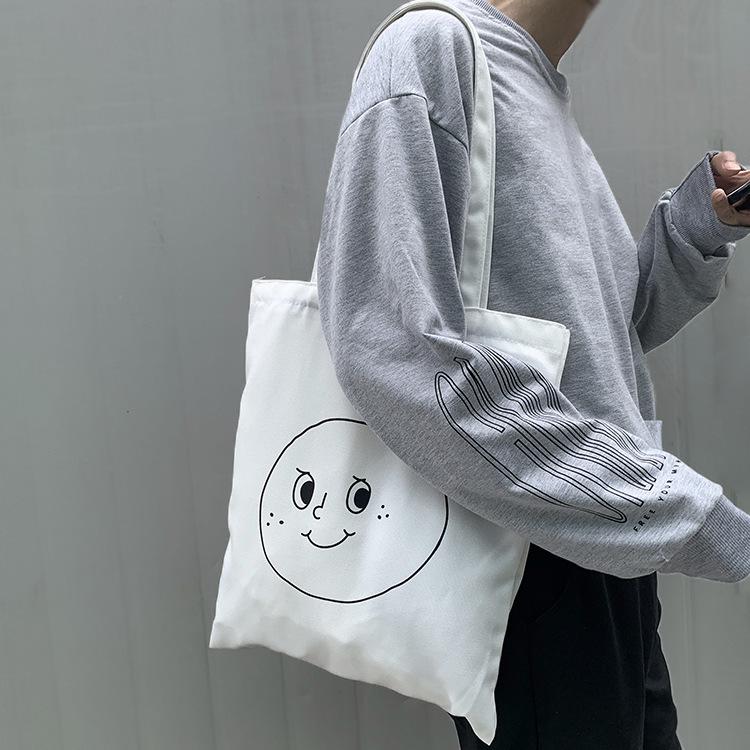 Inspired Canvas Bag 2023: Women's Single Shoulder Cute Harajuku Korean Literary Student Campus Tote