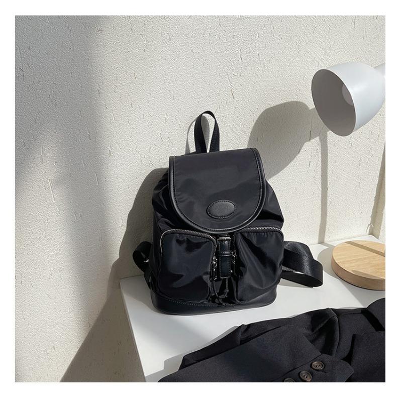 

Casual backpack logo bag fashion bag large capacity nylon splicing backpack women чорний