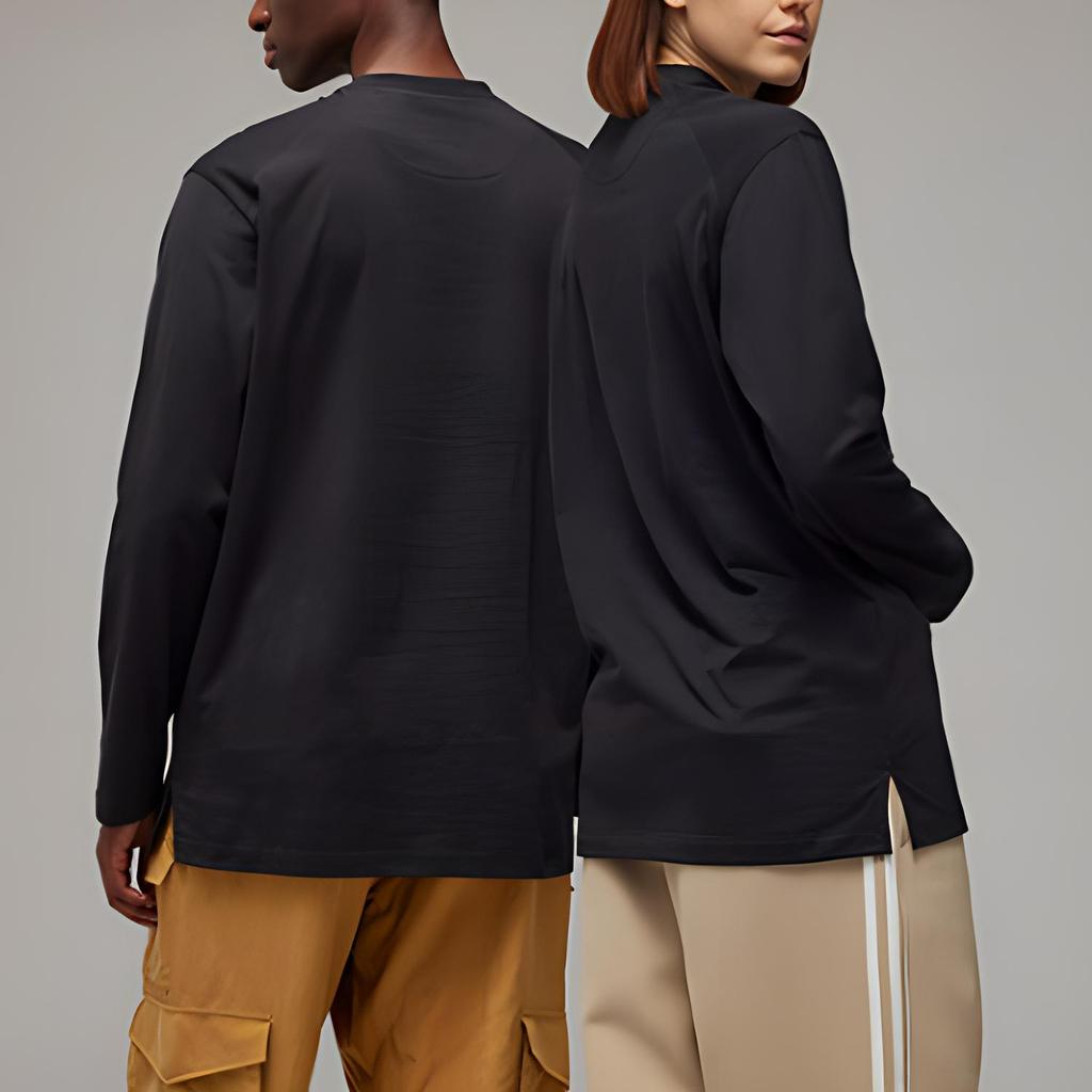 Y-3 Loose Cotton Shoulder Long Sleeve T-Shirt Unisex Tops Black IV8232