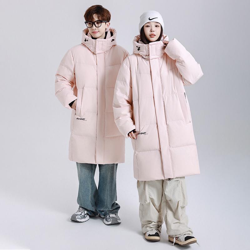 Neue Arbeitskleidung Weißes Gänsedaunen Samt Paar Lang Extreme Kälte Serie Daunenjacke für Herren und Damen Winter Verdickt Winterjacke