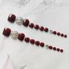J-12 Cherry Diamond Removable Wearable Toe Nail Art Stickers Handmade Gel Toe Nail Tips For Women