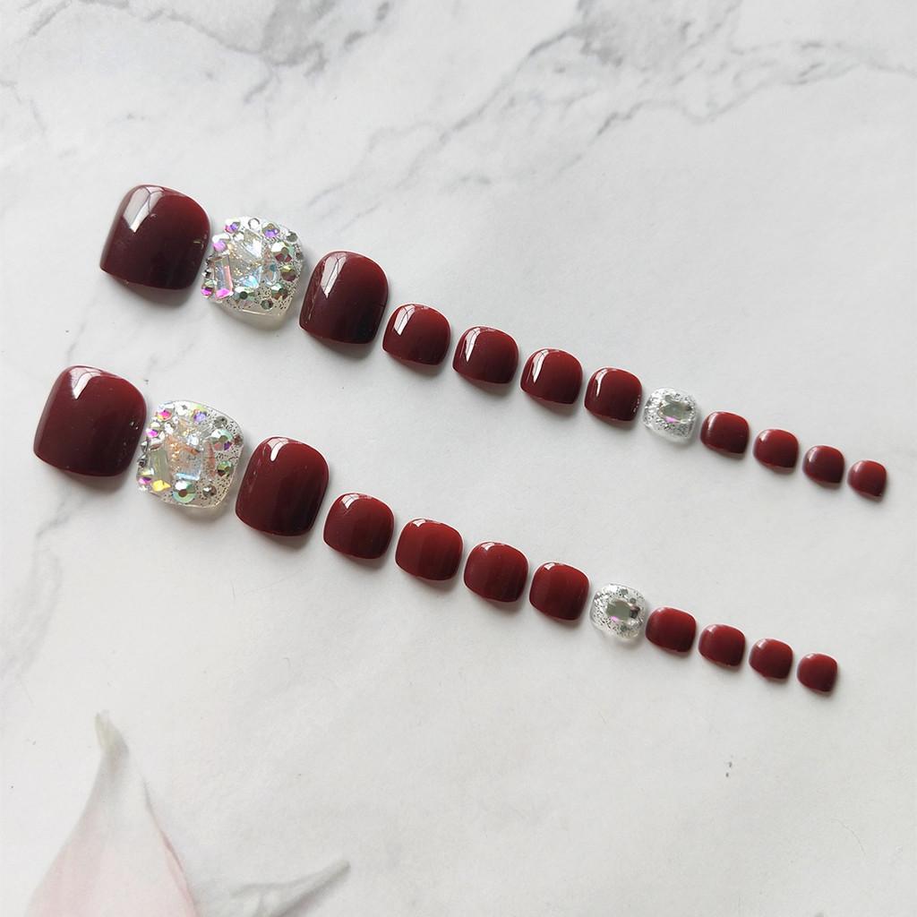 J-12 Cherry Diamond Removable Wearable Toe Nail Art Stickers Handmade Gel Toe Nail Tips For Women