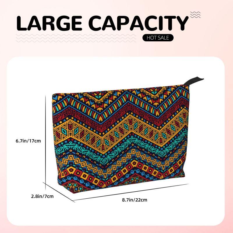 African Abstract Ethnic Tribal Travel Makeup Bag Small Waterproof Cosmetic Bag Women Purse Mini Portable Traveling Organizer