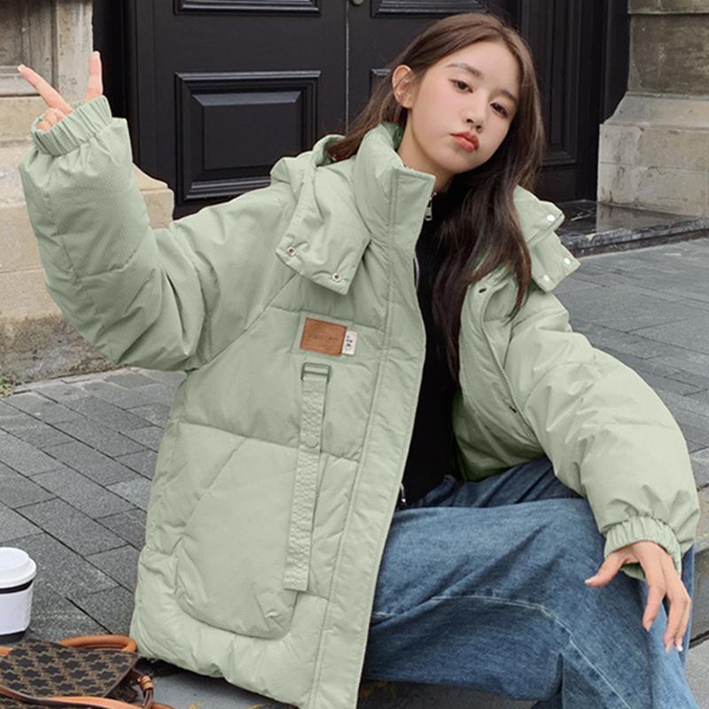 Autumn and Winter Down Cotton Jacket Korean Version Loose Hooded Short Cotton Jacket Fashion Women's Casual Warm Cotton Jacket
