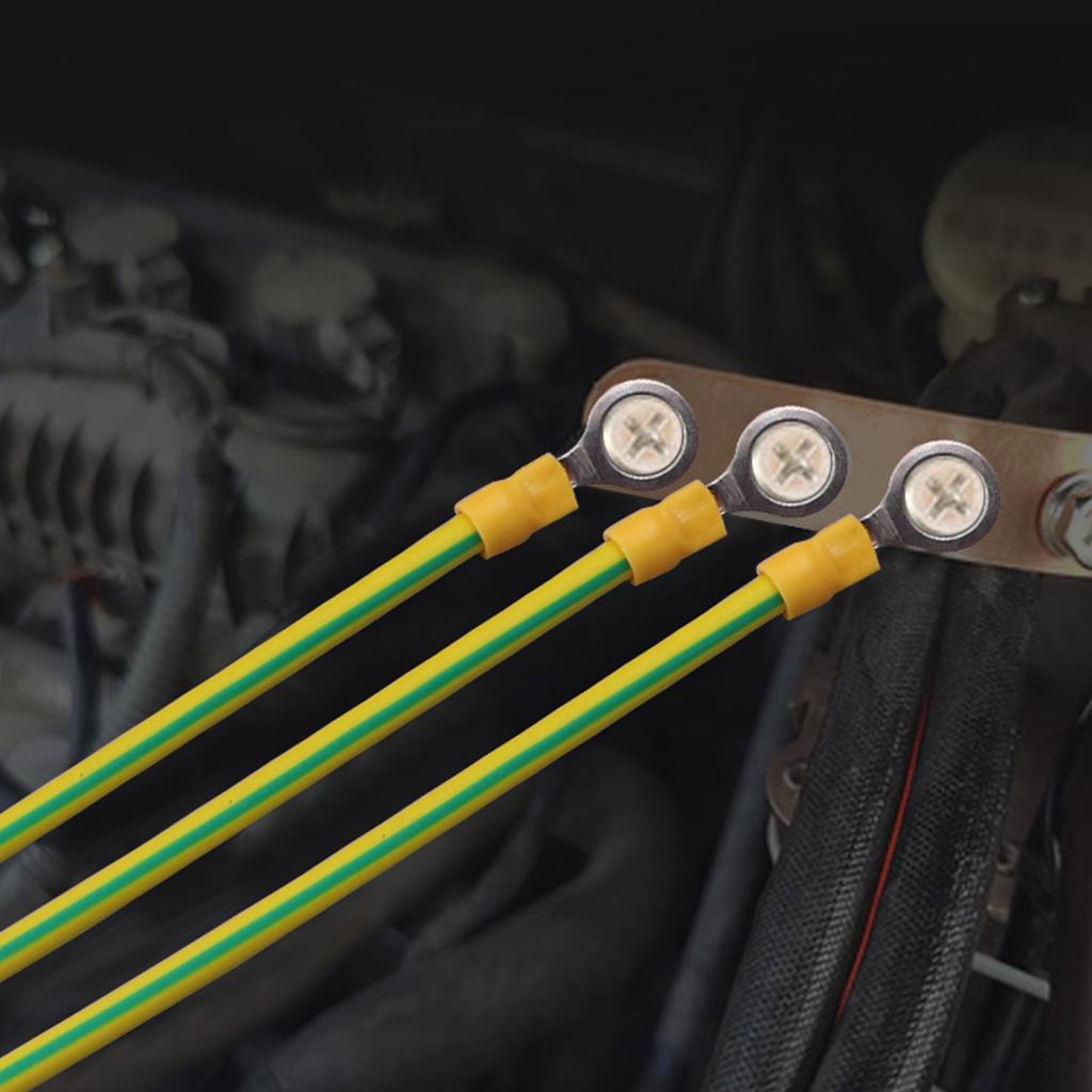 Yellow Green Grounding Wire With O-Rings Terminals Solar Photovoltaic Panel Ground Wiring Connection Hole Size 9mm