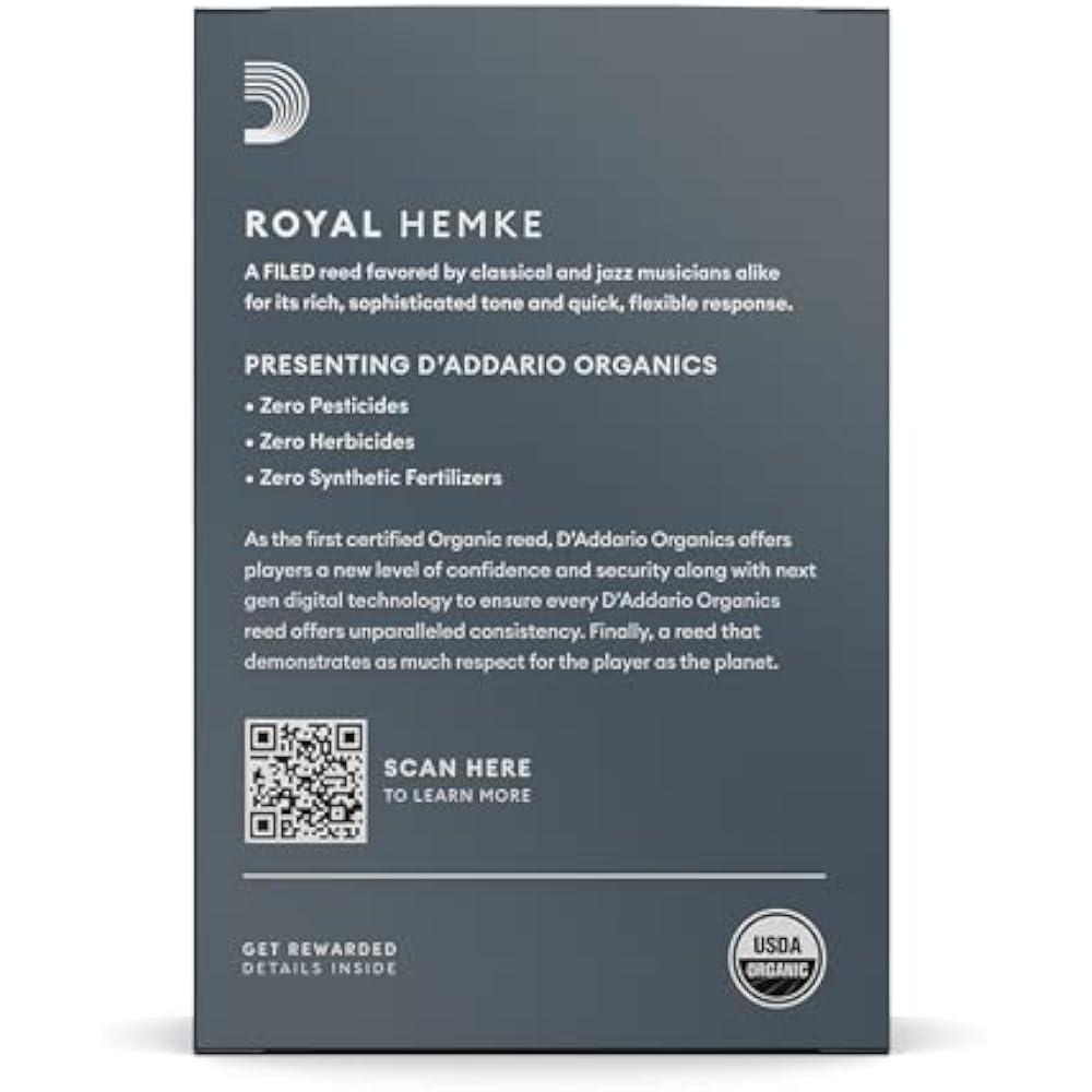 D'Addario WoodWinds Daddario Reed for Alto Saxophone Royal Hemke [Hardness: 3.0] Pack of 10 RHKP1...