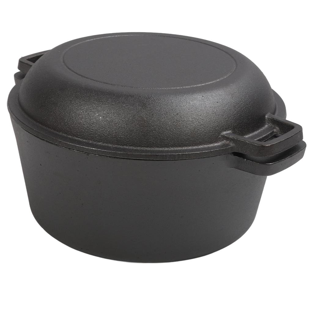 Oven Pot with Skillet Lid Cooking Pan 4.7L Cast Iron Dual Handles Cookware Pot Set for Bread Frying
