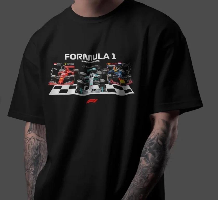 Футболка с артом для фанатов Формулы 1 Графическая футболка F1 Racing Унисекс Подарок для автоспорта L