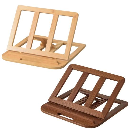 Adjustable Laptop Stand Wooden Foldable Computer Riser with Ventilation Slots Load-bearing Computer Holder Desk Organizer for Home Office Student Use